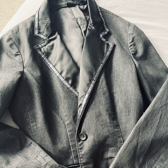 Express sequin lines black blazer - Picture 1 of 3